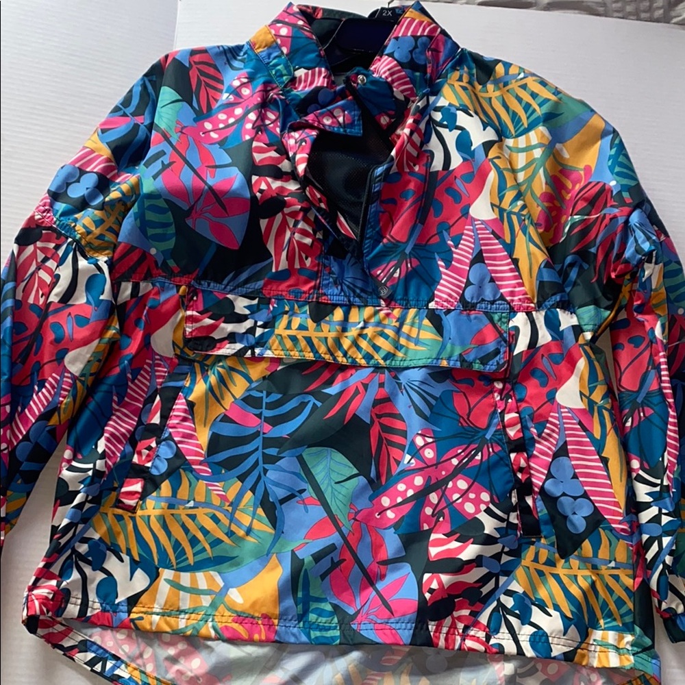 Lauren James Pink and Blue Jacket with Tropical Print